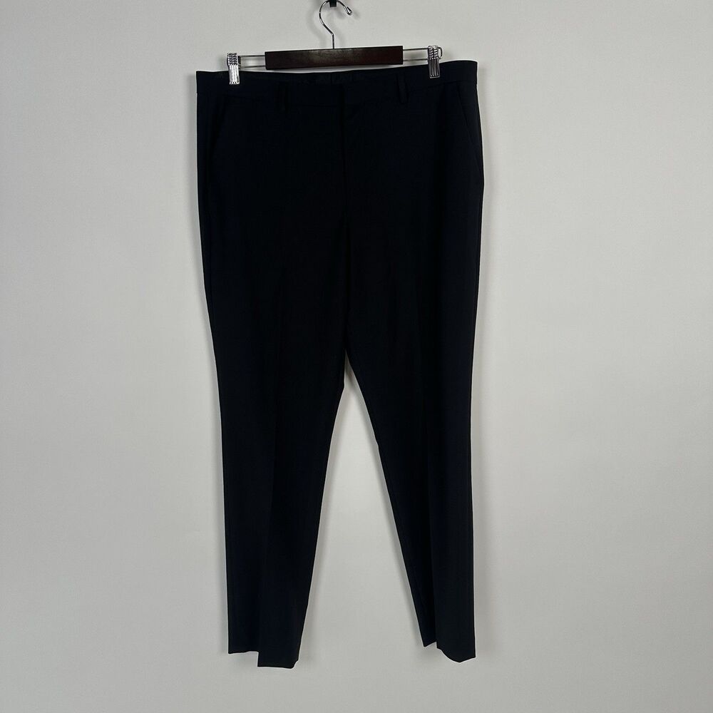 Express Men’s Dress Pants 36x31 Black Wool Stretch Extra Slim Flat Front Preppy